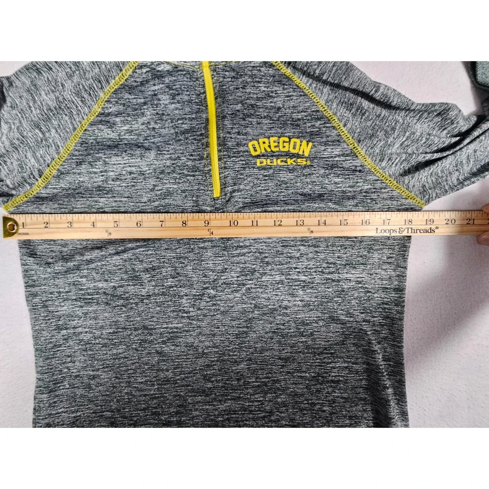Colosseum Oregon Ducks Quarter Zip Pullover Gray Heathered Yellow Mens Medium